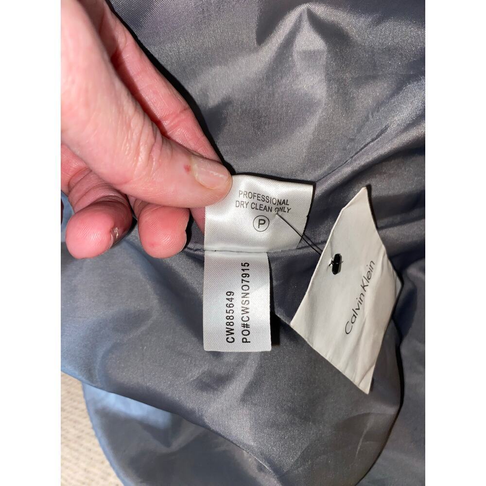 Calvin Klein GUC size 2 Black Double Breasted Wool Blend Button Down Trench Coat - Picture 12 of 12